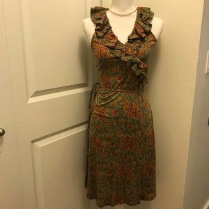 Lauren Ralph Lauren Brown Floral Ruffle Dress